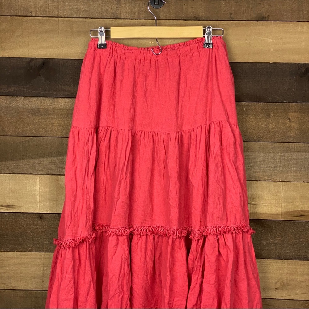 Free People Women’s Flowy Red Maxi Skirt - Picture 3 of 6